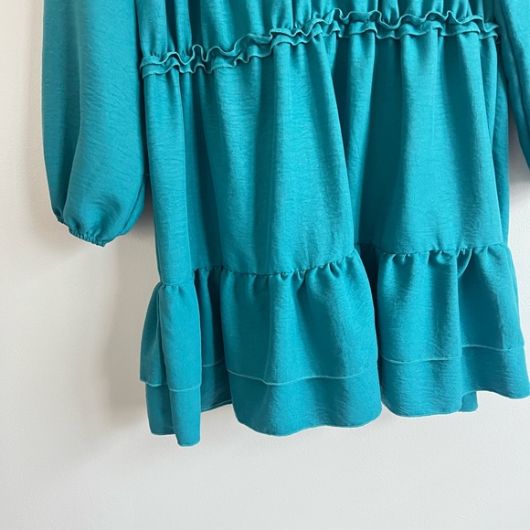 SHEIN Women’s Teal V-Neck Dress Long Sleeve
Ruffle Dress - Picture 3 of 9